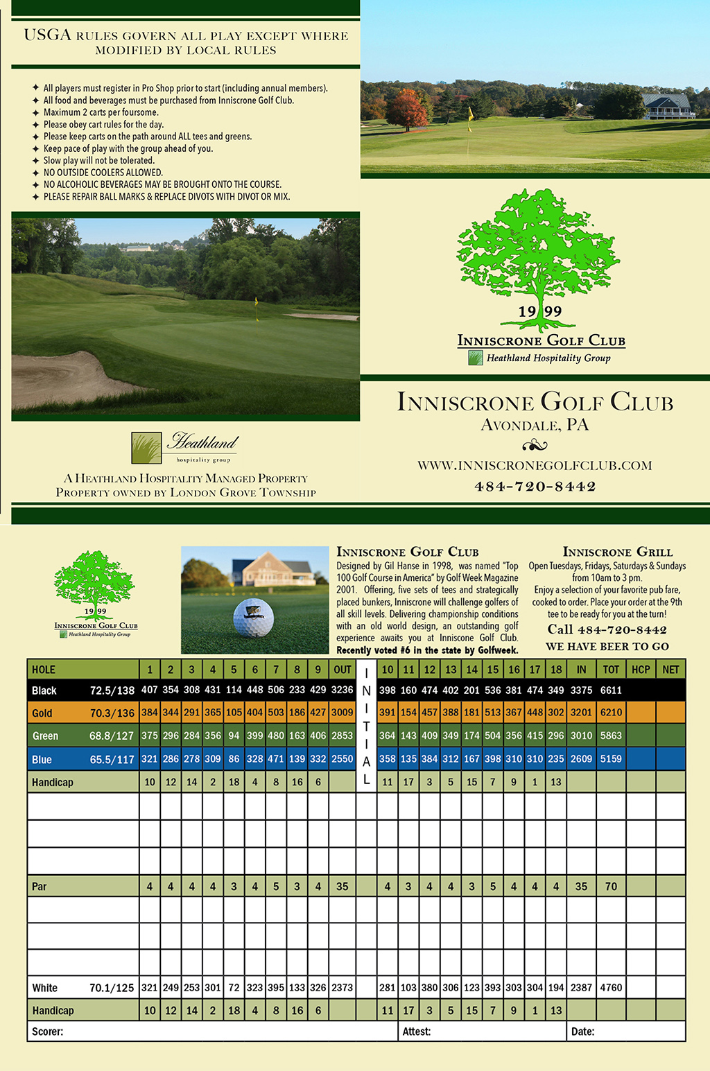 Scorecard Inniscrone Golf Club